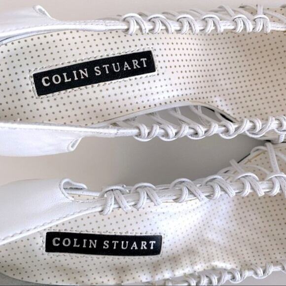 Colin Stuart White Leather Pointed Toe Caged Heel Size 7 - Picture 6 of 10